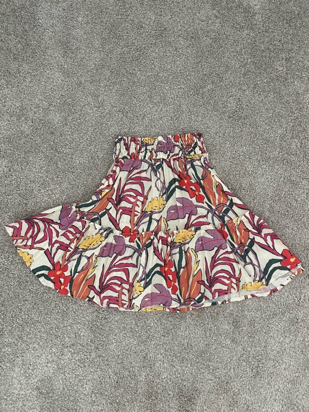 Marine Layer Floral Tiered Skirt - Cotton tropical print XS